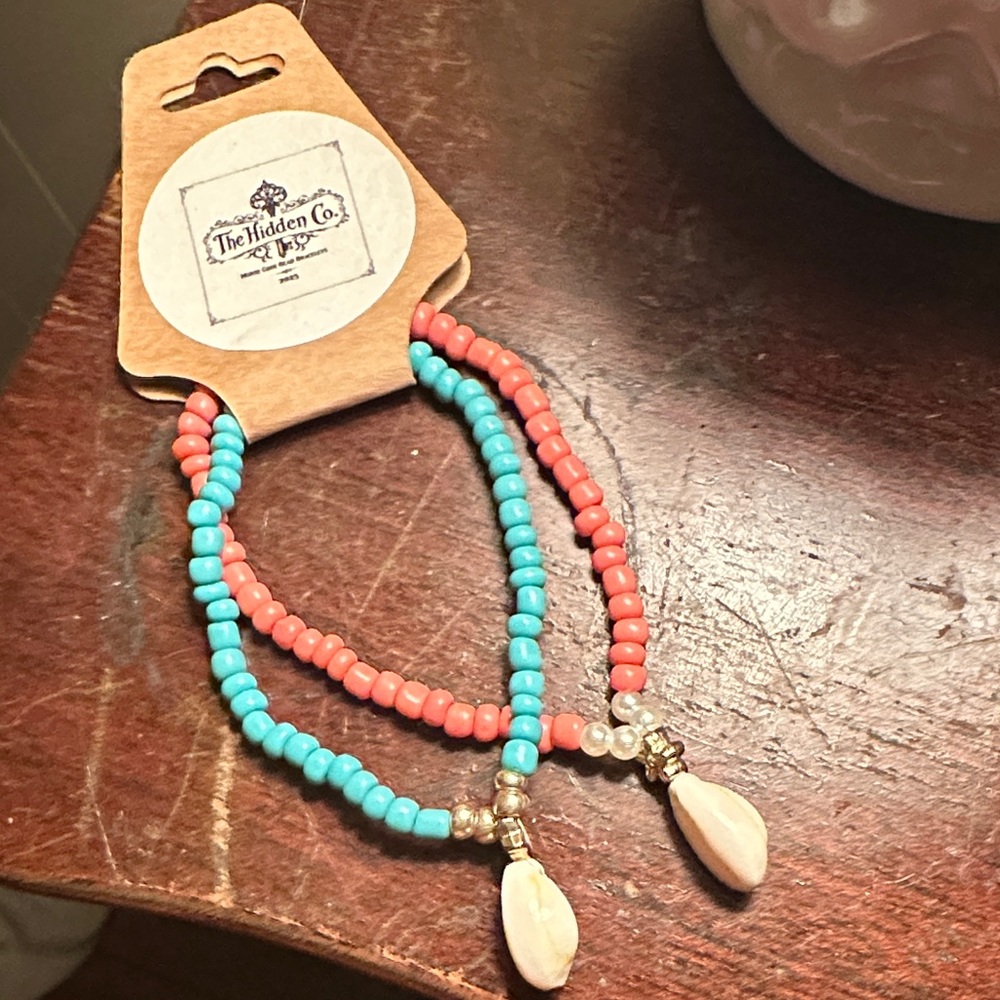 Coral and Turquoise Beaded Bracelet